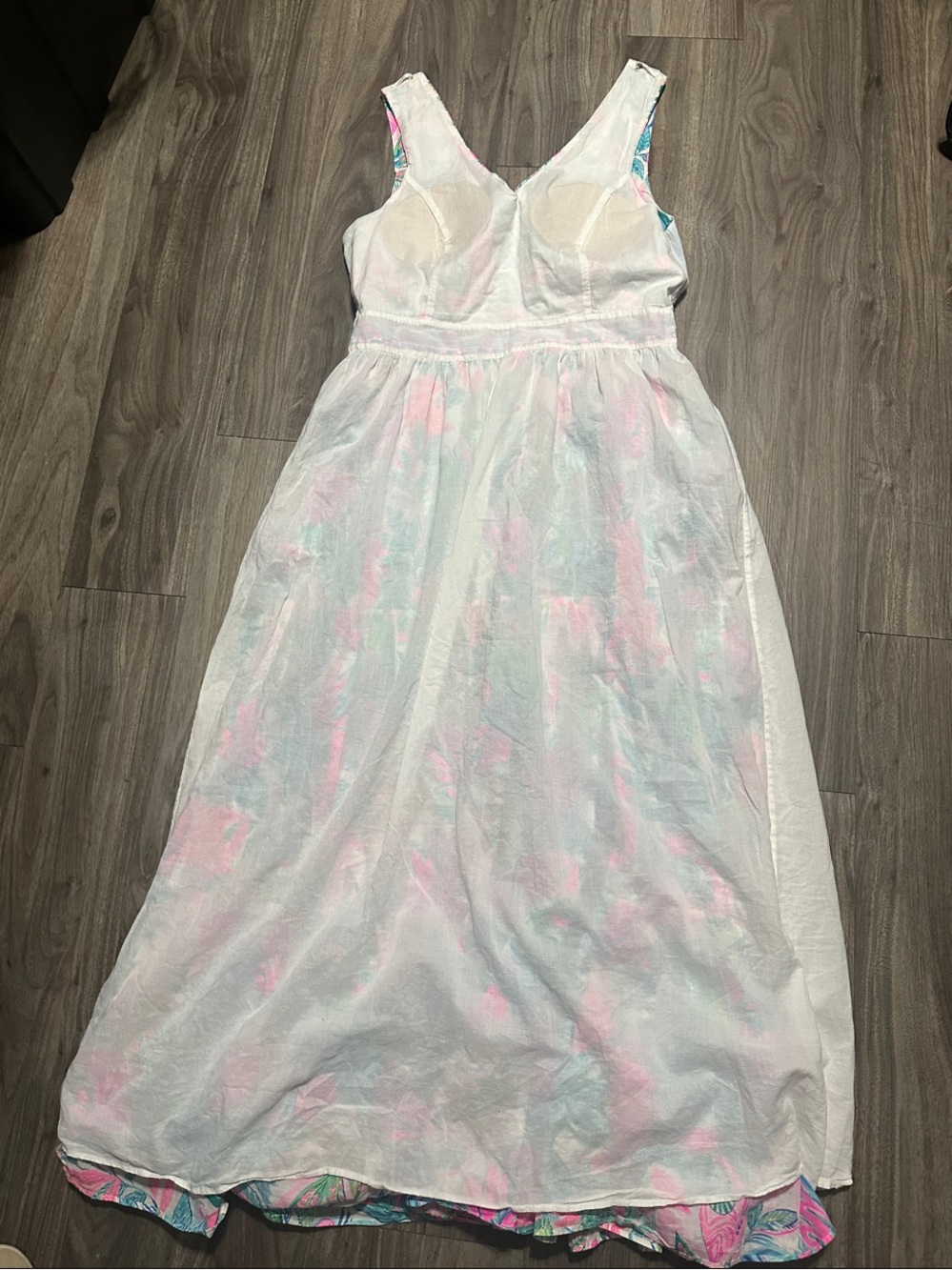 Lilly Pulitzer Tropical Floral Maxi Dress Pink Green Sleeveless Resort. - Picture 11 of 12